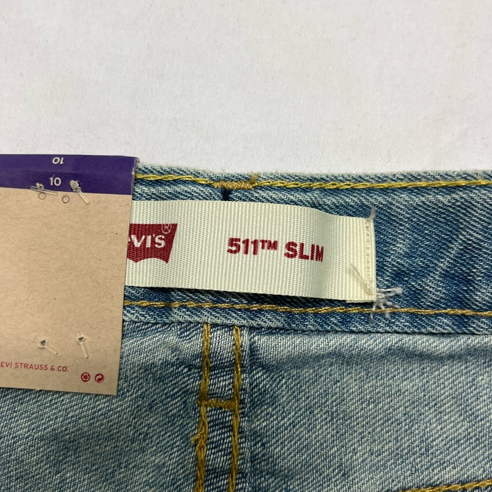 LEVIS 511 SLIM DISTRESSED YOUTH DENIM SHORTS LIGHT WASH 10 NEW - Picture 9 of 12